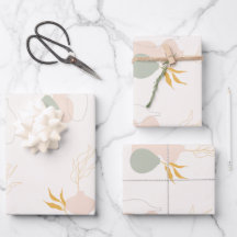 Minimalist Botanical Plants in Pastel Sage Pink
