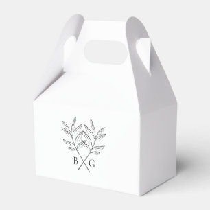 Minimalist Botanical Rustic Monogram Wedding Favour Box