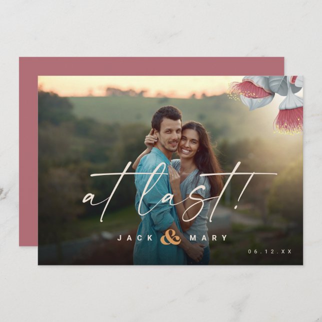 Minimalist Botanical Save the Date with Photo (Front/Back)