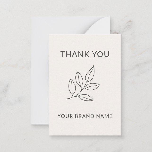 Minimalist Botanical Small Business Handcrafted Card (Front)