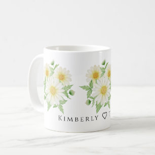 Minimalist Botanical Watercolor Daisy Flower Mug
