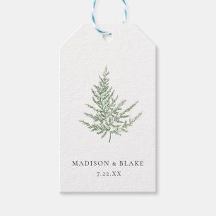 Minimalist Botanical Watercolor Fern Wedding  Gift Tags