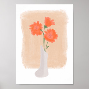 Minimalist Botanical Watercolor Floral Vase Print