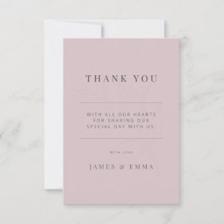 Minimalist Botanical Wedding Dusky Rose Thank You Card