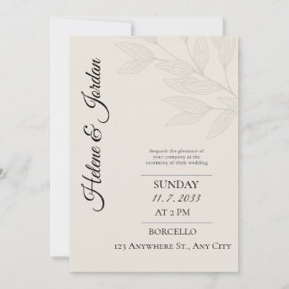 Minimalist Botanical Wedding Invitation