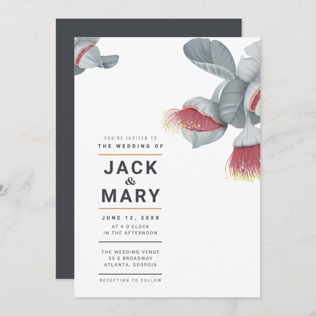 Minimalist Botanical Wedding Invitation (Front/Back)