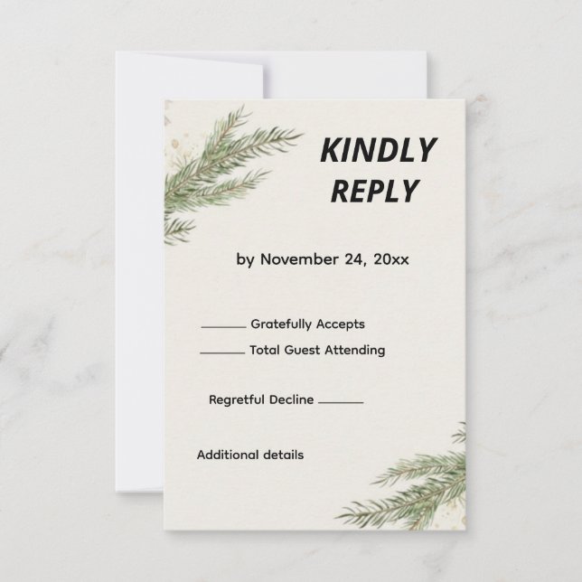 Minimalist Botanical Wedding RSVP Card (Front)