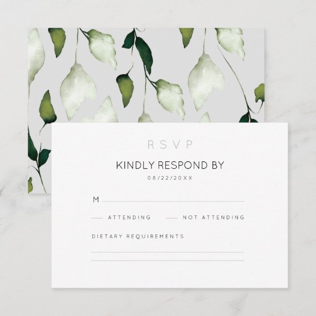 Minimalist Botanical Wedding  RSVP Card (Front/Back)