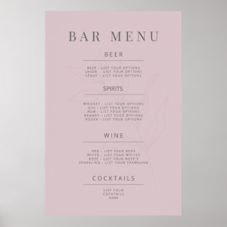 Minimalist Botanical Wedding Sign Dusky Rose