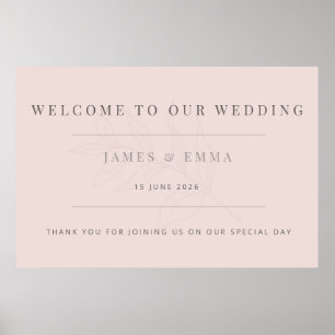 Minimalist Botanical Wedding Warm Blush Poster