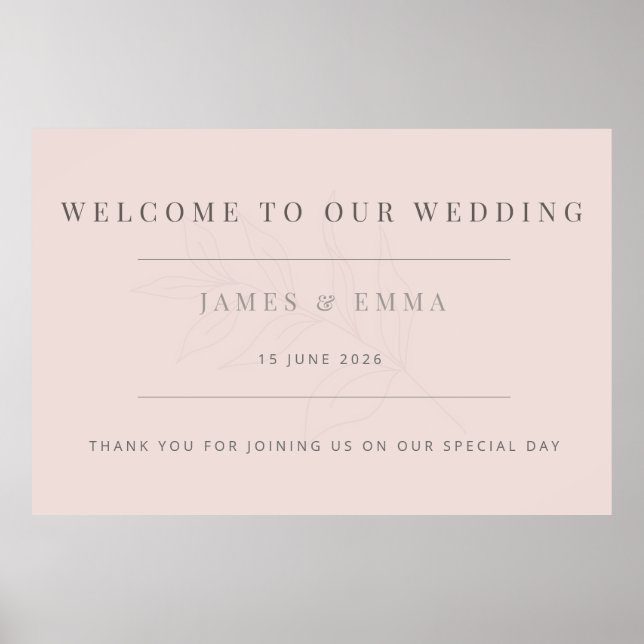 Minimalist Botanical Wedding Warm Blush Poster (Front)