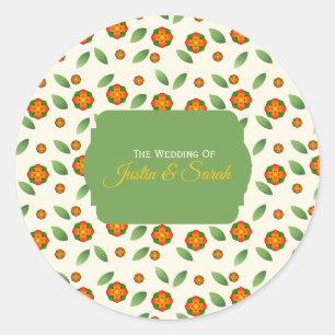 Minimalist Botanical  with Orange Blossom  Classic Round Sticker