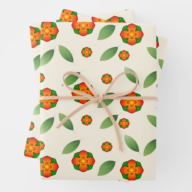 Minimalist Botanical  with Orange Blossom  Wrapping Paper Sheet (In situ)
