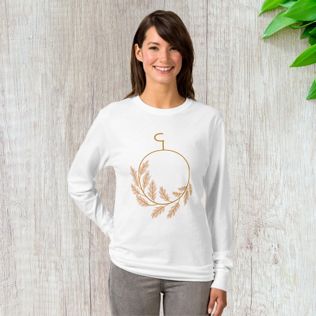 Minimalist Botanical Wreath Modern Neutral  T-Shirt (Creator Uploaded)
