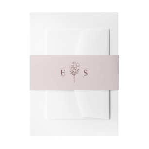Minimalist Botanicals Mauve Wedding Invitation Belly Band