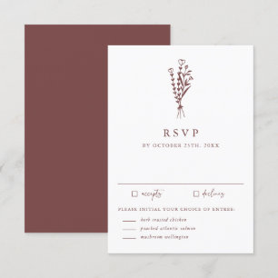 Minimalist Botanicals Mauve Wedding RSVP Card
