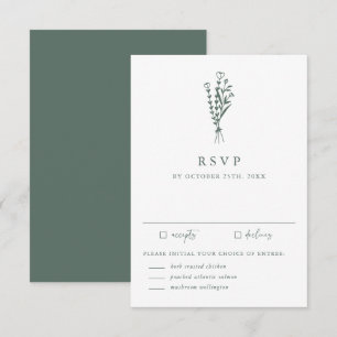 Minimalist Botanicals Sage Green Wedding RSVP Card