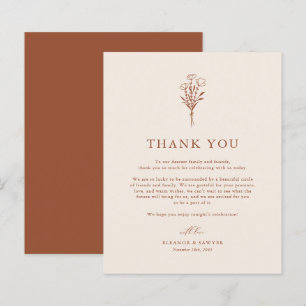 Minimalist Botanicals Terracotta Wedding Thank You