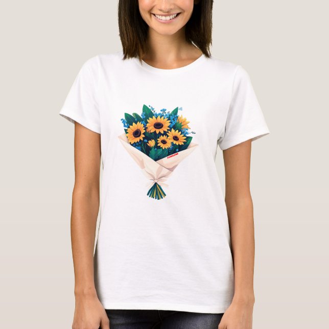 Minimalist Bouquet - Modern Floral Art T-Shirt (Front)