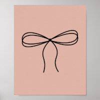 Minimalist Bow Line Art on Peach