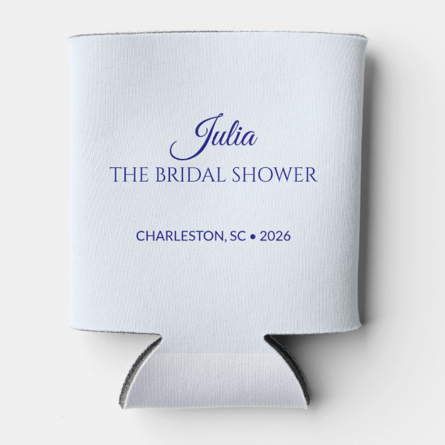 Minimalist Bow Script Bridal Shower Can Cooler (Front)