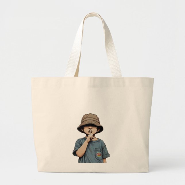 Minimalist Boy Illustration Tote Bag  (Front)