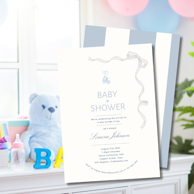 Minimalist Boys Baby Shower Invitation Calligraphy (Creator Uploaded)