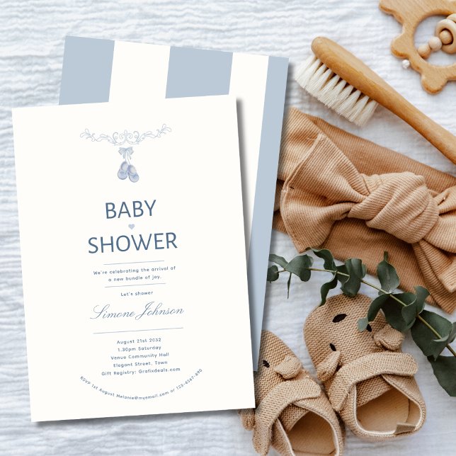Minimalist Boys Baby Shower Invitation Calligraphy (Creator Uploaded)