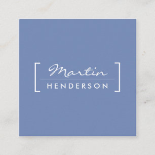 Minimalist / Bracket Embellished (Blue) Square Business Card