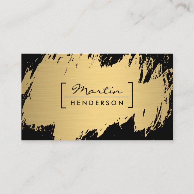 Minimalist / Bracket Embellished / Gold Brushed Business Card (Front)
