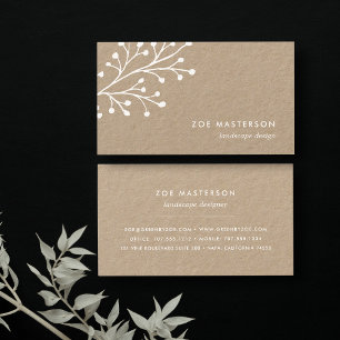 Minimalist Branch   Kraft Business Card
