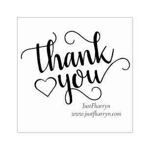 Minimalist Branding Simple Black Heart Thank You Rubber Stamp
