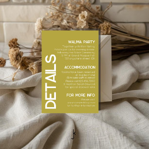 Minimalist Brass White Typography Wedding Details Enclosure Card