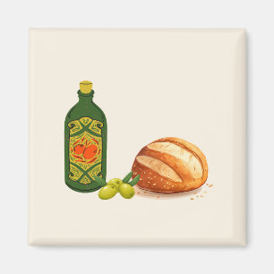 Minimalist Bread and Olive Oil Magnet