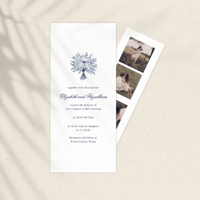 Minimalist Bridal Bouquet Sketch Bookmark Holder Invitation (Creator Uploaded)