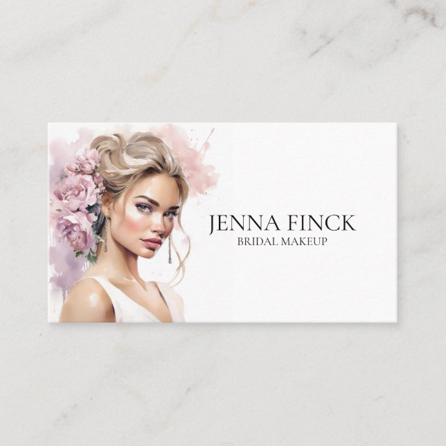 Minimalist Bridal Makeup Artist MUA  Business Card (Front)