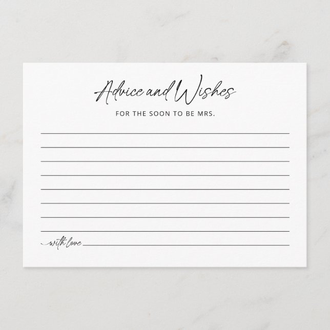 Minimalist Bridal Shower Advice Card (Front)
