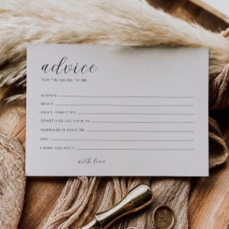 Minimalist Bridal Shower Advice Card