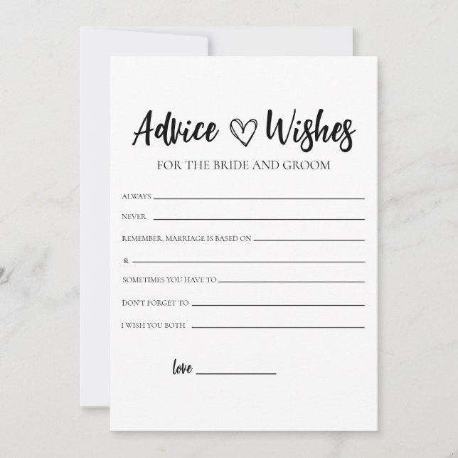 Minimalist Bridal Shower Advice Card (Front)