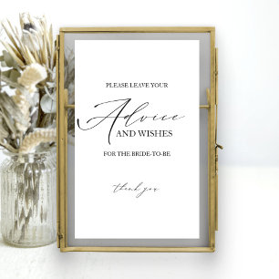 Minimalist Bridal Shower Advice Card Sign