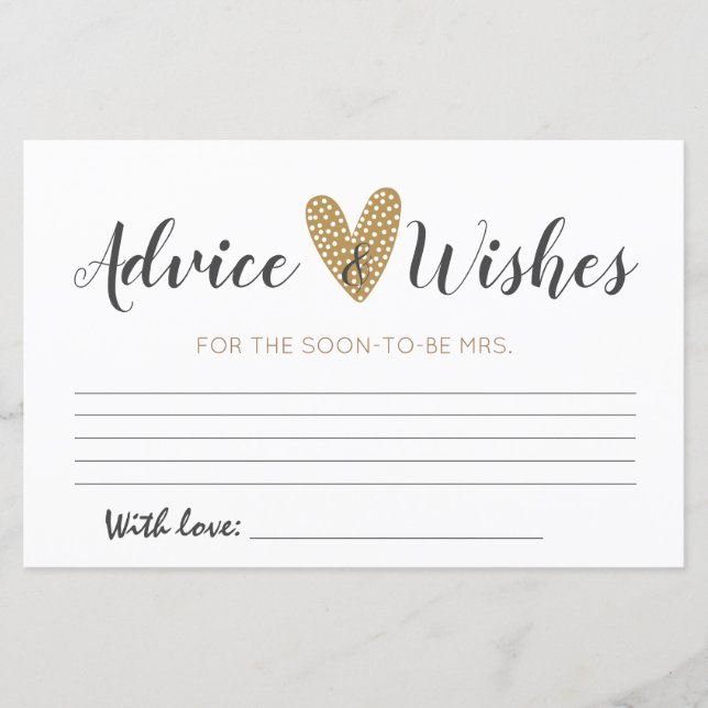 Minimalist Bridal Shower Advice Cards (Front)
