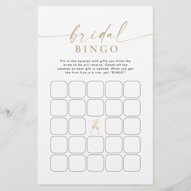 Minimalist Bridal Shower Bingo (Front)