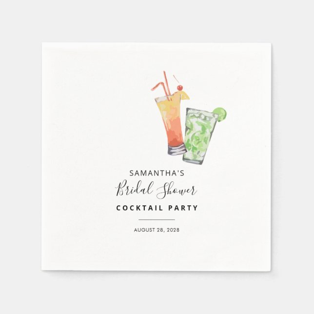 Minimalist Bridal Shower Cocktail Party Paper Napkin (Front)