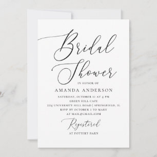 Minimalist Bridal Shower   Elegant Black and White Invitation