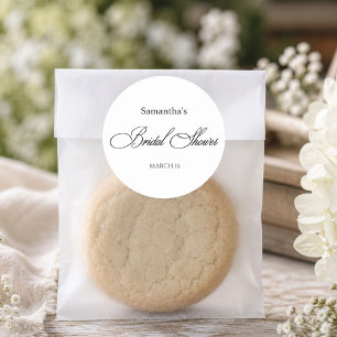 Minimalist Bridal Shower Elegant Script Classic Round Sticker