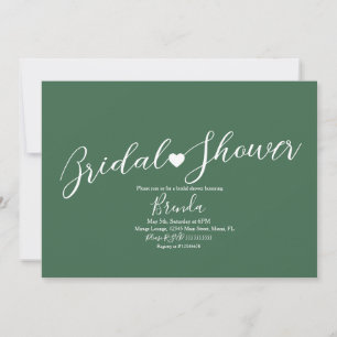 Minimalist Bridal Shower Emerald Greenish Simple Invitation