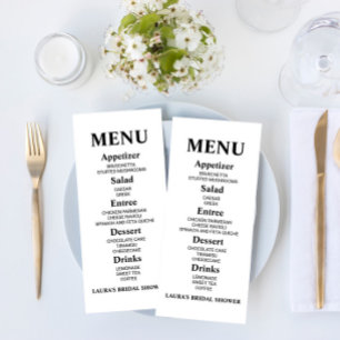Minimalist Bridal Shower Food Menu
