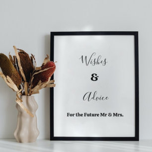 Minimalist bridal shower guess advice & advice poster