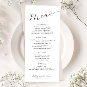 Minimalist Bridal Shower Menu Card Template