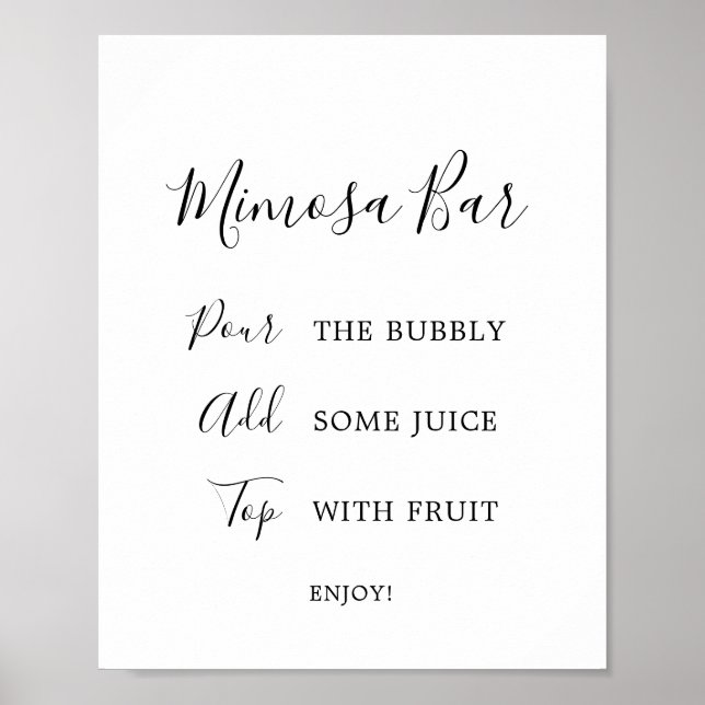 Minimalist Bridal Shower Mimosa Bar Sign (Front)